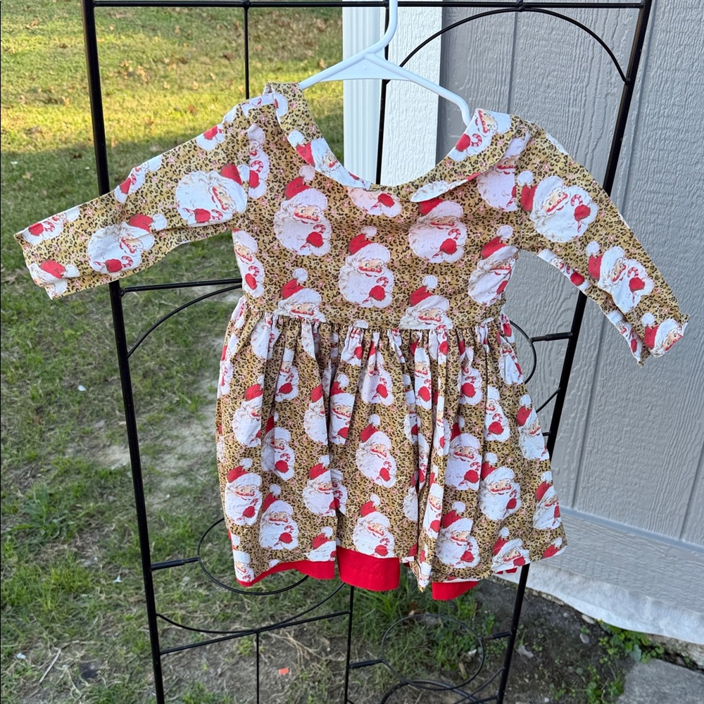 Festive Santa Print Kids Casual Dress